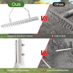 Rastrello da Giardino in Alluminio da 20 Pollici con Manico Lungo e 19 Denti Curvi per Dissodare il Terreno - Product Image 6