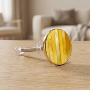 Bouton de meuble rond en résine et laiton, poignée moderne pour tiroir, armoire, maison, bureau, durable, écologique, design réglable - Product Image 4