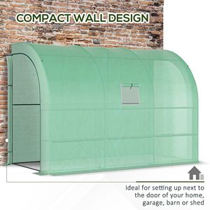 Serra a tettoia 10x5x7 con 2 porte avvolgibili, finestre, copertura in PE e 3 ripiani in rete metallica per vivaio - Product Image 6