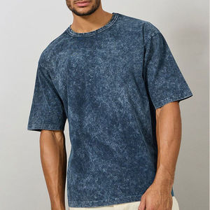 Oem High Quality Acid Wash 100% Cotton Heavyweight Vintage Streetwear Quick Dry Crew Men Fitness T-shirts Wholesale Supplier - Product Image 3