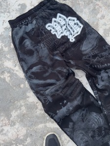 <b>Men</b> Vintage Graphic Print Tracksuit Trousers Elastic Waist Knitted Cotton Jogger <b>Pants</b> Custom Logo - Product Image 1