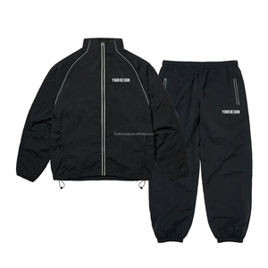 Waterproof Nylon Windbreaker Tracksuit With Net Lining Piping and Adjustment <b>String</b> Men Sports Tracksuits OEM Manufacturing - Product Image 1