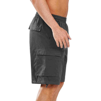 Shorts décontractés pour hommes personnalisés OEM, logo frontal, 100% coton satiné 320g, tissé respirant, taille mi-haute, taille élastique unie, vente en gros