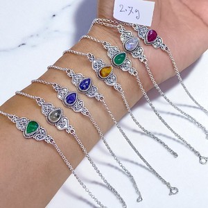 Pulsera de Plata de Ley 925 con Ojo de Tigre Natural, Piedra Elegante, Amuleto de Buena Suerte, Joyería Artesanal Única para Mujer, Suministro al por Mayor - Product Image 1
