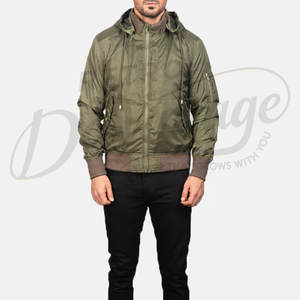 Chaqueta Bomber Verde Oliva para Hombre, con Capucha Desmontable, Resistente al Viento, Estilo Casual, con Bolsillo con Cremallera en la Manga - Product Image 4