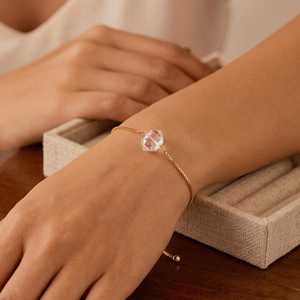 กำไลข้อมือควอตซ์สโมคกี้เคลือบทอง 18k, กำไลข้อมือมูนสโตนปรับขนาดได้, กำไลข้อมือพลอย, กำไลข้อมือผู้หญิง ของขวัญสำหรับเธอ - Product Image 3