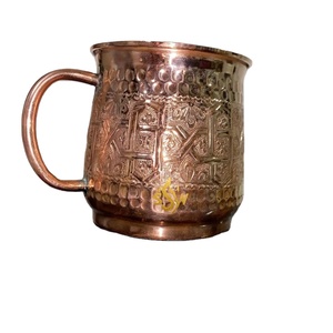 Copper Moscow Mule <b>Mug</b> with Embossed Design Restaurant Bar Copper <b>Mugs</b> with Handle Handmade Indian Manufacturer & Supplier - Product Image 1