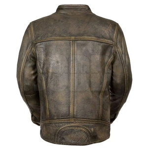 Top Design Men's Genuine Cow Skin Leather Jacket with <b>Stand</b> Collar and Front Logo Custom Colors & High Quality Wholesale - Product Image 6