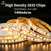 140led/m CV SMD2835 LED Strip, Housing Tembaga, Peringkat Proteksi IP20, CRI80, Dapat Diredupkan.