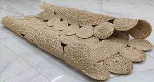 Tapis rond en jute tressé à la main de style bohème, tapis rond en fibres naturelles, décoration rustique chic pour la maison - Product Image 6