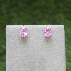 Pendientes de Zafiro Rosa Ovalados en Plata de Ley 925, Piedra de Nacimiento de Septiembre, Joyería Vintage Elegante, Regalo para Mujer, Fiesta - Product Image 3