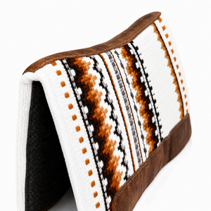Manaal Enterprises Classic Western Saddle Pad Geometric Pattern <b>Brown</b> Leather Trim <b>Wool</b> Shell Fleece Fleece Riding Equestrian - Product Image 2