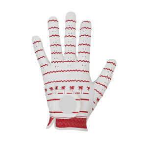 Guantes de Golf Blancos de Dedo Completo, Ligeros y Transpirables, con Estampado de Palma Roja, de Cuero Genuino Antideslizante, para Mano Derecha, Unisex, con Cierre de Tirar - Product Image 4