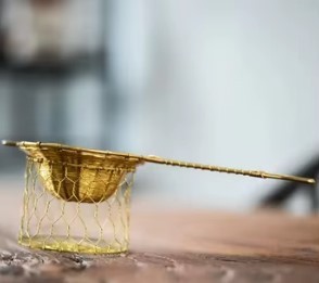 Handcrafted <b>Mesh</b> Tea Infuser <b>Strainer</b> Gold Handle Loose Leaf Brewing Tool Kitchen Accessory Design Piece - Product Image 4