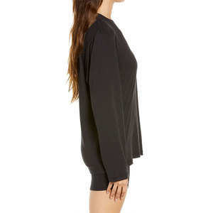 T-shirt décontracté pour femme en coton épais à manches longues et col rond, coupe ample, respirant, qualité supérieure, OEM - Product Image 3
