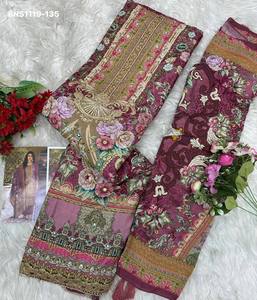 Colección de Salwar-Suit-Dupatta de alta calidad en muselina de viscosa con estampado digital y trabajo Aari hecho a mano, proveedor indio. - Product Image 6