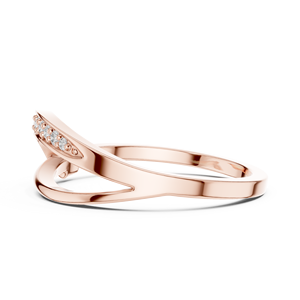 Anillo Cruzado de Oro Rosa de 14K con Diamantes Cultivados en Laboratorio, Corte Redondo, Curvado, con Pavé, Menos de 1 Quilate, de Lujo para Mujer - Product Image 3