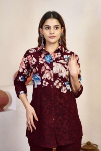 Ensemble indien pakistanais imprimé floral en coton Kurta et pantalon palazzo pour femme, tenue ethnique pour mariage, fête ou tenue décontractée - Product Image 3