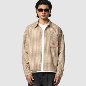 Blazer en toile à carreaux surdimensionné pour hommes, vente en gros, sur mesure, chemise-veste en coton à manches longues, multicolore, fabrication OEM ODM en vrac - Product Image 4