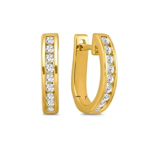 Pendientes de Aro de Oro Amarillo de 14K con Diamantes Cultivados en Laboratorio, Regalo para Mujer - Product Image 2