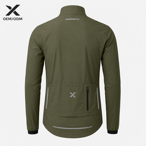 X Men's Olive Green Waterproof Sport <b>Cycling</b> Jacket Full Zip <b>Stand</b> Collar Slim Fit Polyester Outerwear Autumn Wear OEM/ODM - Product Image 2