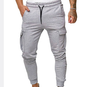 Men's Gray <b>Cargo</b> Jogger Pants Elastic Waist Multiple Pockets Casual Streetwear <b>Stretch</b> Sweatpants Autumn Wear - Product Image 2