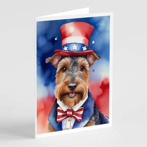 Patriótico Welsh Terrier A7 tamaño 5x7 caprichosas tarjetas de notas en blanco Paquete de 8 con sobres tarjetas de felicitación americanas - Product Image 1