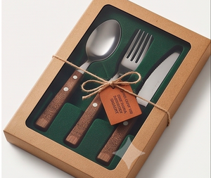 Ensemble de couverts en acier inoxydable avec manche en bois, finition miroir, parfaits pour les mariages, la cuisine, les hôtels et les restaurants - Product Image 4