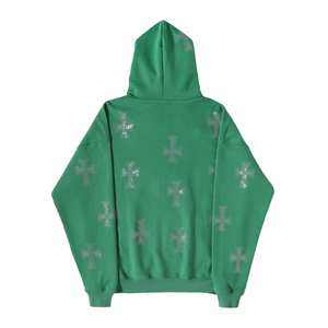 Vêtements d'extérieur pour hommes, sweats à capuche avec strass, haute qualité, anti-rides, 100% coton polaire, légers, tendance, prix abordable - Product Image 2