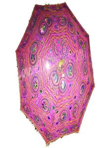 Sombrilla Pequeña de Tela Étnica, Diseño Tradicional Indio, Estilo Bohemio, Plegable, con Control Manual - Product Image 5