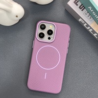Honatop Litchi Grain Cuir Peau Anneau Magnétique TPU Téléphone Portable Cas pour 16PRO Max 15/14/13 12 11
