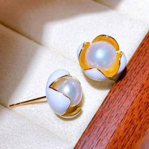 Pendientes de Perlas de Agua Dulce con Diseño Clásico de Capullo, Simples y Versátiles, Joyería Mantou, Pendientes de Perlas Zhuji - Product Image 3