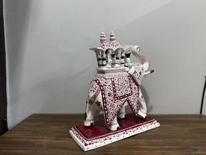Handmade Blue Pottery Ambabari <b>Elephant</b> Statue | Metal Decorative Royal Howdah | Modern Design Graduation New Year Home <b>Decor</b> - Product Image 5