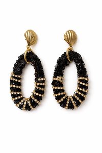 Pendientes de Aro de Acero Inoxidable Chapados en Oro con Dijes de Concha Lunar y Cuentas Verdes, Joyería de Estilo Bohemio para Mujer - Product Image 4