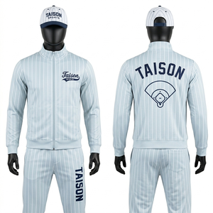 Survêtement de baseball pour homme, tissu interlock en polyester premium 280 GSM, gris et orange avec empiècements contrastants, broderie personnalisée par transfert thermique - Product Image 2