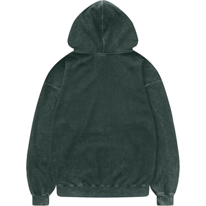 Sudadera con Capucha Teal Oscuro con Efecto Ácido para Hombre, Estilo Urbano, Algodón Pesado, Acabado Desgastado, Oversize, Sudadera con Capucha para Invierno - Product Image 2
