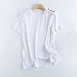 Camisetas de Algodón Tejido Estampadas Casuales para Mujer, Personalizadas OEM, Cuello Redondo, Manga Corta, Corte Regular para Uso Diario, Marca Privada - Product Image 1