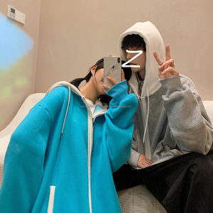 เสื้อสเวตเตอร์มีฮู้ดสไตล์เกาหลีสำหรับผู้ชาย เสื้อคลุมคาร์ดิแกนหลวมๆ เสื้อฮู้ดลำลองสำหรับผู้ชาย เสื้อผ้าผู้ชาย - Product Image 3