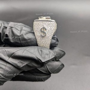 925 Silver Moissanite Rhinestone Custom <b>Initial</b> Personalized <b>Ring</b> Pave Setting Cocktail Hip Hop Men's Signet <b>Ring</b> - Product Image 6