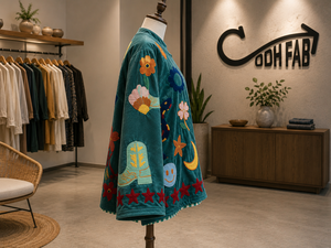 Handmade Reversible Suzani Embroidered Woven <b>Velvet</b> <b>Jacket</b> for Women Boho Floral Pattern Winter Cotton Coat - Product Image 2