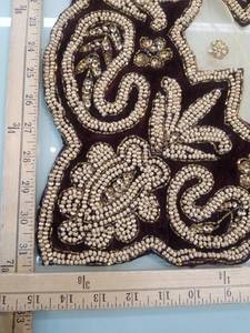 Hand beaded <b>table</b> <b>runners</b> on tulle fabric with velvet. Size inches by inches. Usable for Home decor - Product Image 3