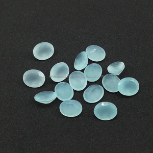 Calcedoine naturelle aqua 10x12mm, taille ovale facettée, pierre semi-précieuse en vrac, qualité supérieure, provenant d'un fournisseur en gros - Product Image 2