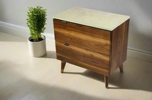 Midcentury Modern <b>Wood</b> <b>Chest</b> Of Drawers With Tapered Legs And Dark Top - Product Image 3