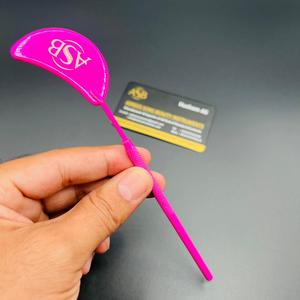 Espejo de Inspección de Pestañas en Forma de Media Luna Rosa Intenso, Espejo de Inspección en Forma de Creciente con Logotipo Personalizado, Espejo de Inspección Rosa Neón - Product Image 3