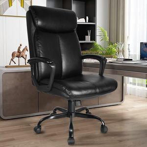 Sedia da Ufficio in Pelle PU di Alta Qualità, Altezza e Inclinazione Regolabili, Rotazione a 360 Gradi, Capacità 300 LBS, Colore Nero - Product Image 6
