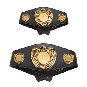 Cinturón Deportivo de Lucha Libre GLOWING NEON INDUSTRY en Cuero PU Negro con Hebilla de Placa de Águila Dorada y Detalles de Estrellas, Unisex - Product Image 2