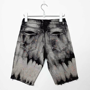 Vente en gros Personnalisable Streetwear Homme Été Décontracté Coupe Droite Taille Mi-Haute Respirant Imperméable Effet Déchiré PU Peinture Éclaboussée - Product Image 3