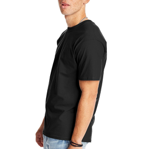 Black Custom Men's T-Shirts <b>Short</b> <b>Sleeve</b> O-Neck Cotton Worsted Fabric 230g Front Logo Silk Screen Printed Formal Loose Fit - Product Image 1