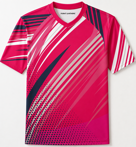 Camiseta Deportiva de Golf para Hombre FURAT LEATHERS, Cuello en V, Manga Corta, Estampado Digital Geométrico, Logotipo en la Espalda, Poliéster Transpirable de Secado Rápido - Product Image 5