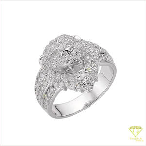 Bague tête d'animal personnalisée en argent sterling 925 avec diamant moissanite, bijoux hip hop pour homme - Product Image 4